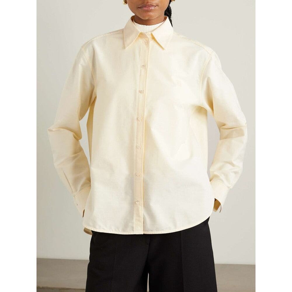 Totême Embroidered Organic Cotton Oxford Shirt Yellow - DK32/US 0
